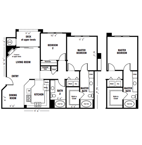 2 bed 2 bath floor plan at Canyon Crest, Riverside, CA, 92507